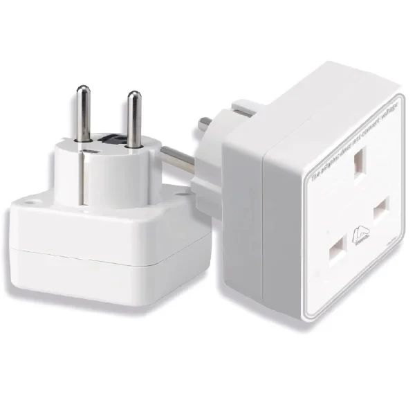 COSHAL® (1) EU European Plug Adapter | 3 Pin to 2 Pin Eu-ropean Travel Adaptor UK to All European Countries, Europe EU Euro Tourist Travel Plug Power Mains Adapter Max 10A 250V White (1 Plug)